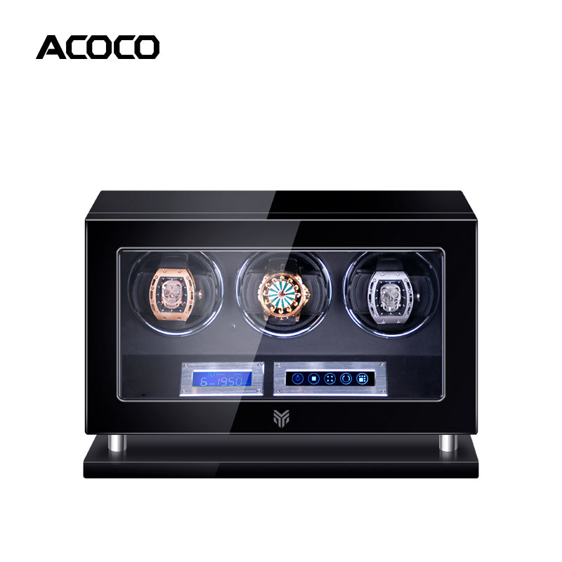 Acoco 3 Watch Winder – Touch Control with Fingerprint Lock & LED Ambient Light