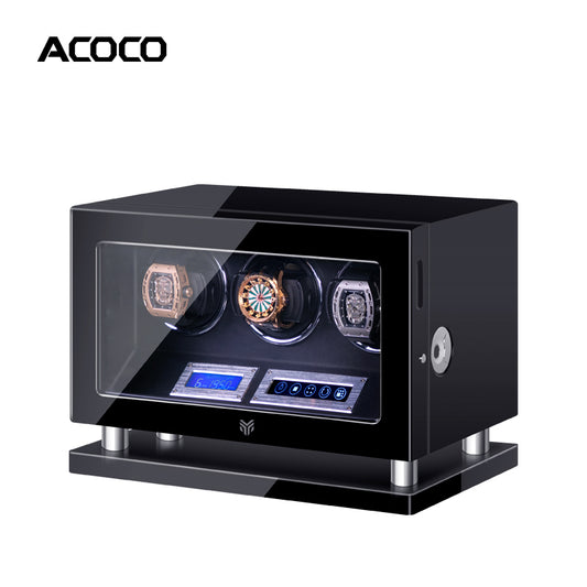 Acoco 3 Watch Winder – Touch Control with Fingerprint Lock & LED Ambient Light