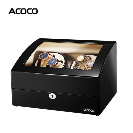 Acoco 4 Watch Winder 4+6 – Elegant 4-Slot Automatic Watch Winder with 6 Storage Compartments