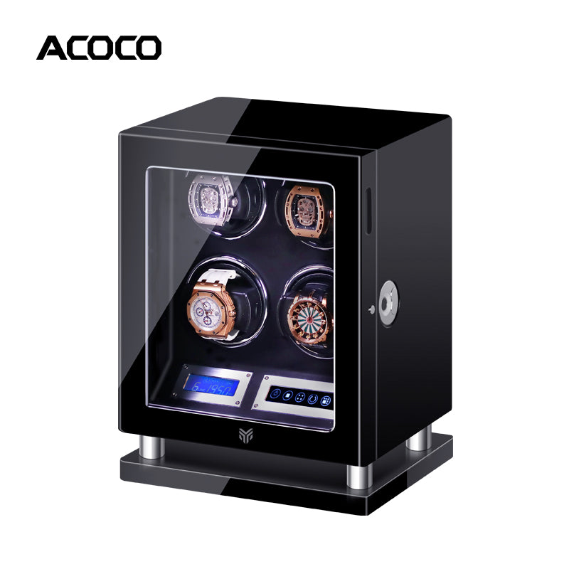 Acoco 4 Watch Winder – Touch Control with Fingerprint Lock & LED Ambient Light