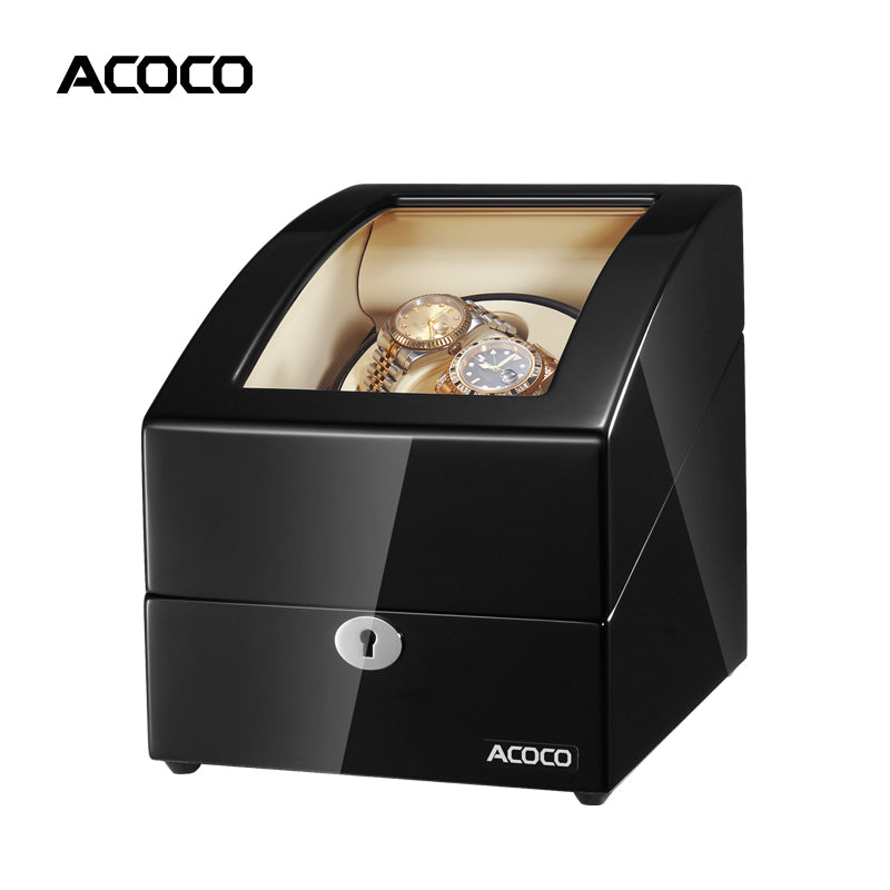 Acoco Dual Watch Winder with Storage (2+3) – Silent Motor, Luxury Leather
