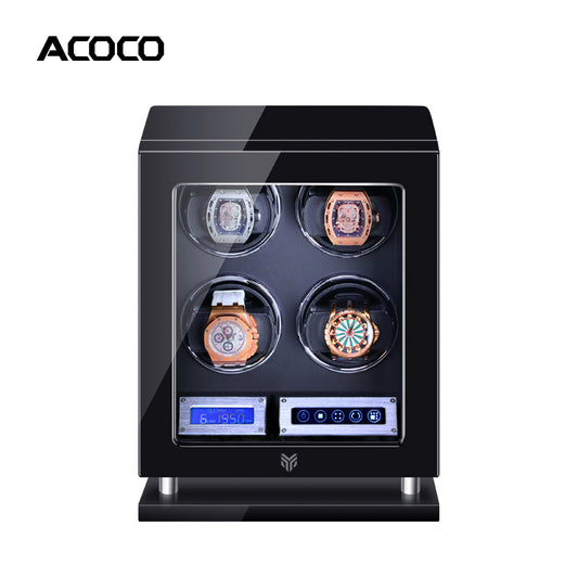Acoco 4 Watch Winder – Touch Control with Fingerprint Lock & LED Ambient Light