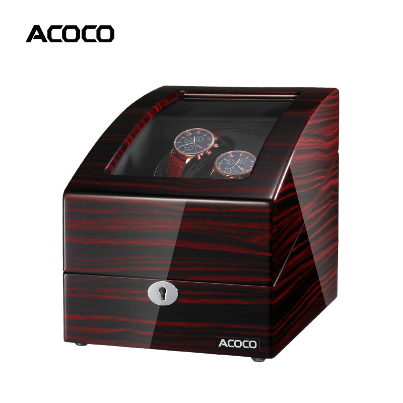 Acoco Dual Watch Winder with Storage (2+3) – Silent Motor, Luxury Leather