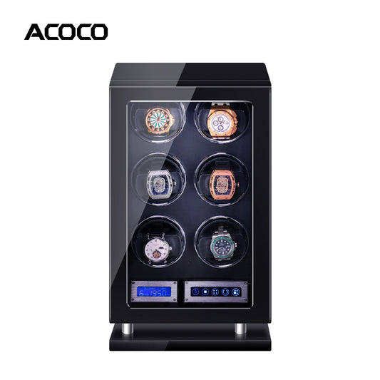 Acoco 6 Watch Winder – Touch Control with Fingerprint Lock & LED Ambient Light