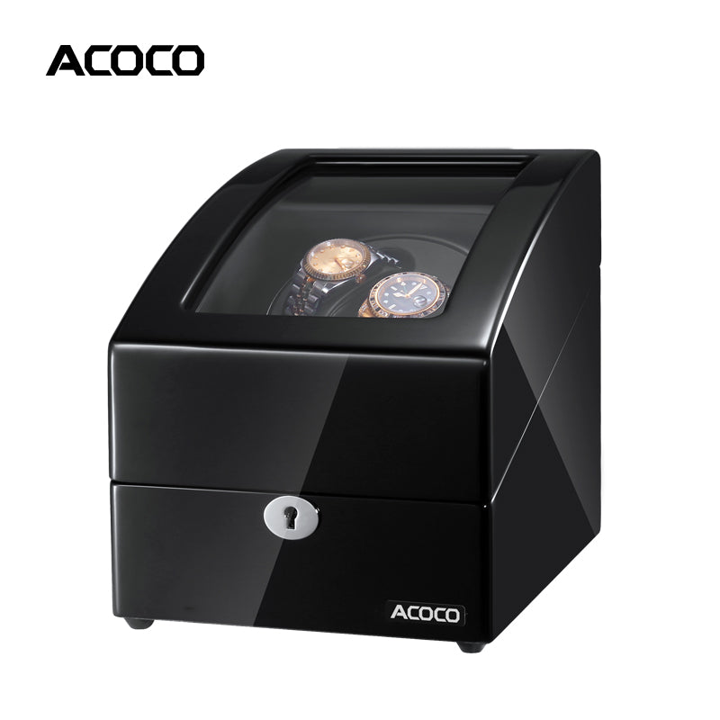 Acoco Dual Watch Winder with Storage (2+3) – Silent Motor, Luxury Leather