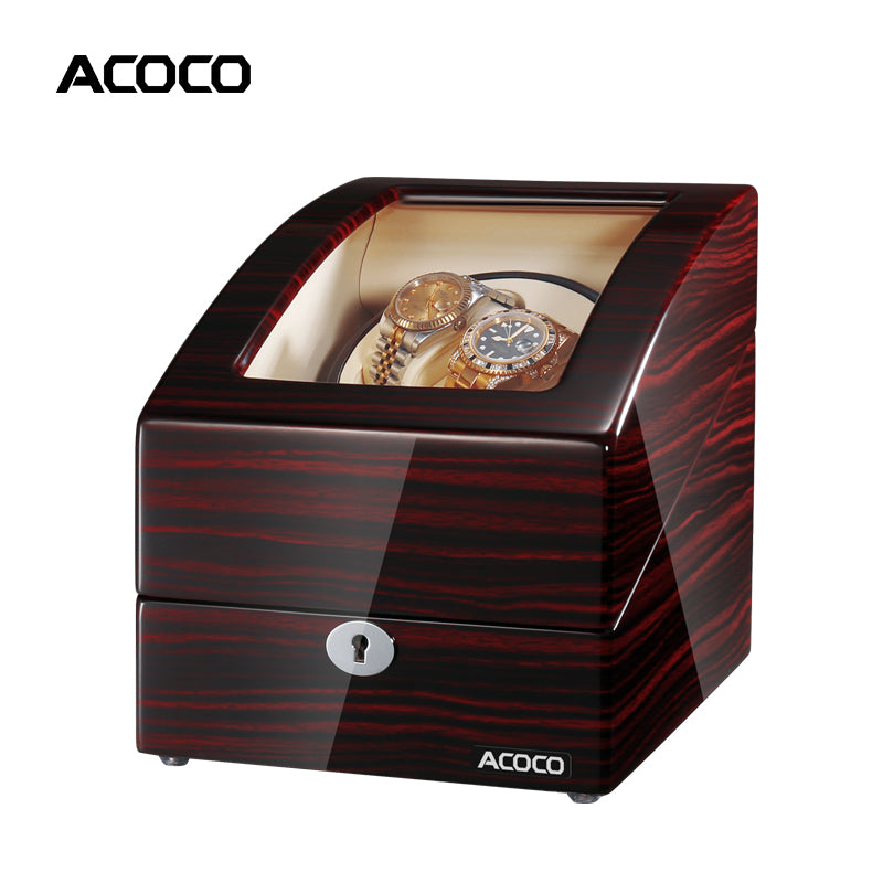 Acoco Dual Watch Winder with Storage (2+3) – Silent Motor, Luxury Leather