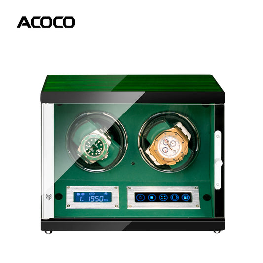Acoco Emerald Spirit 2 Watch Winder – Touch Control with Fingerprint Lock & LED Ambient Light