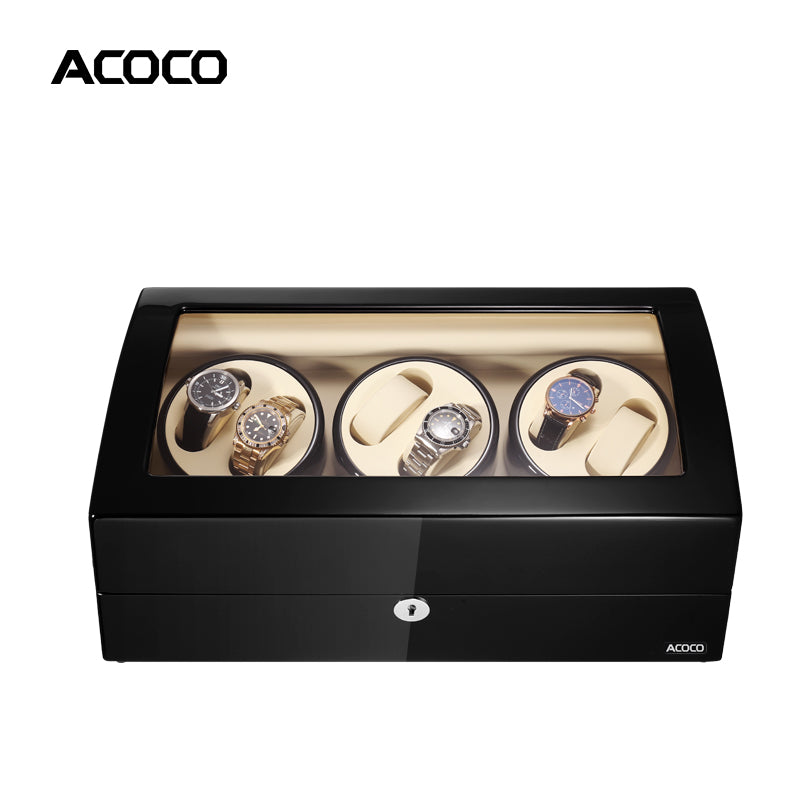 Acoco 6 Watch Winder 6+7 – Elegant 6-Slot Automatic Watch Winder with 7 Storage Compartments
