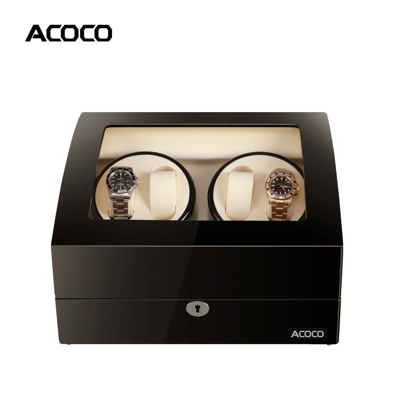 Acoco 4 Watch Winder 4+6 – Elegant 4-Slot Automatic Watch Winder with 6 Storage Compartments