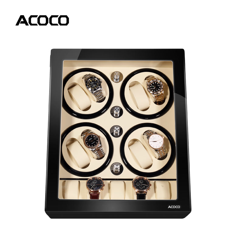 Acoco 8 Watch Winder 8+5 – Elegant 8-Slot Automatic Watch Winder with 5 Storage Compartments