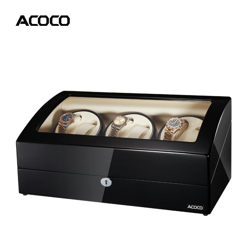 Acoco 6 Watch Winder 6+7 – Elegant 6-Slot Automatic Watch Winder with 7 Storage Compartments