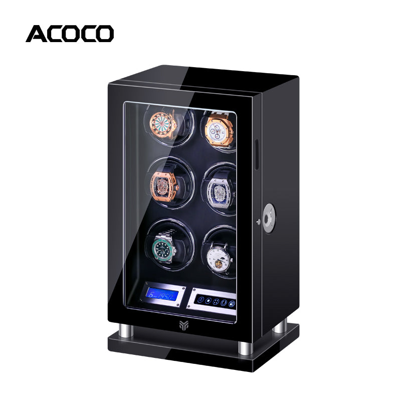 Acoco 6 Watch Winder  – Touch Control with Fingerprint Lock & LED Ambient Light