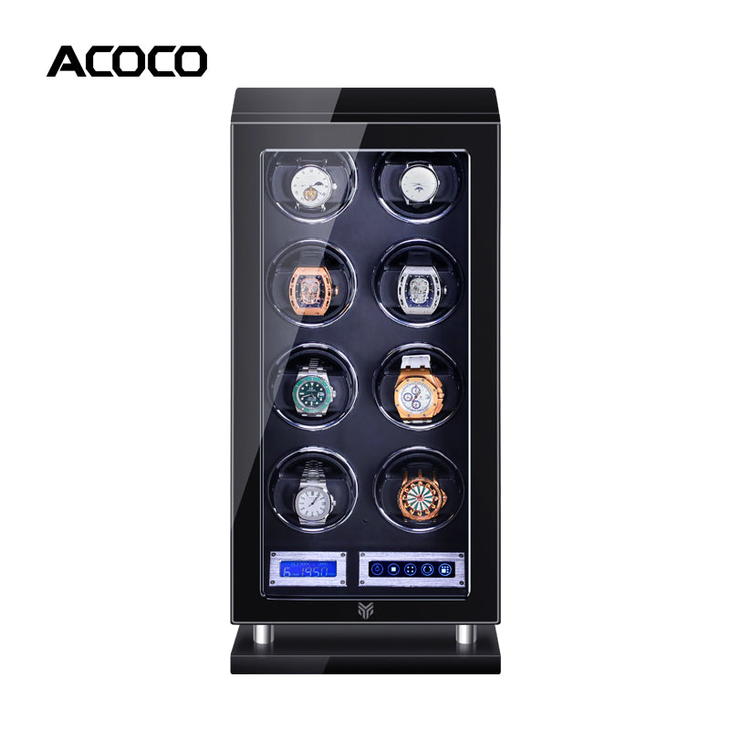 Acoco 8 Watch Winder  – Touch Control with Fingerprint Lock & LED Ambient Light