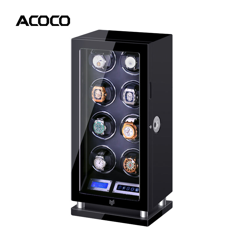 Acoco 8 Watch Winder  – Touch Control with Fingerprint Lock & LED Ambient Light
