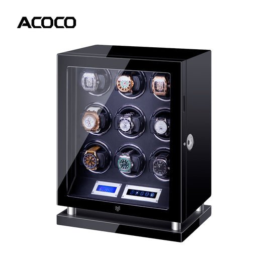 Acoco 9 Watch Winder – Touch Control with Fingerprint Lock & LED Ambient Light