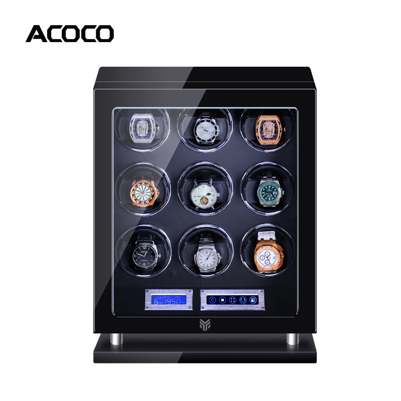 Acoco 9 Watch Winder – Touch Control with Fingerprint Lock & LED Ambient Light