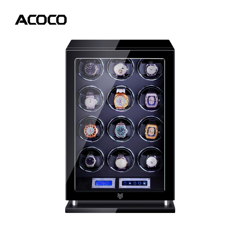 Acoco 12 Watch Winder  Touch Control with Fingerprint Lock & LED Ambient Light